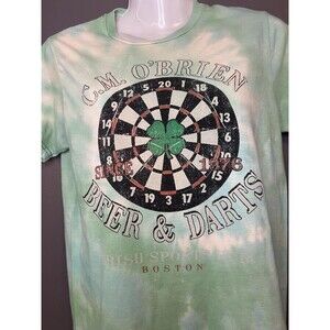 Sonoma Shirt Womens Small Green Tie Dye C.M. O'Brien Beer Darts Graphic Tee Top